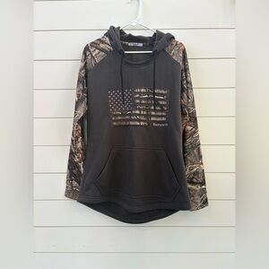 Huntworth Women's Charcoal Gray Camo Flag Hoodie